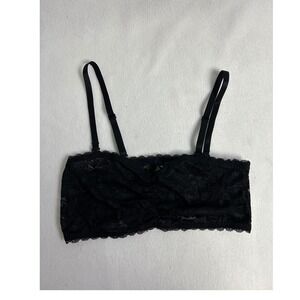 Coquette Torrid Womens 1X Black Floral Lace Bandeau Bralette Adjustable Strap